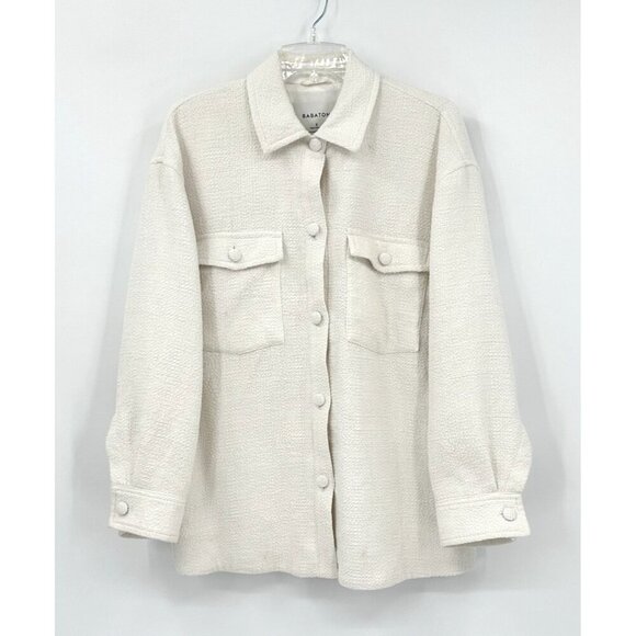 BABATON ARITZIA joan shirt jacket casual outerwear oversized ivory pockets 2 - Picture 2 of 9